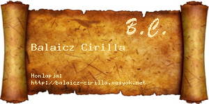 Balaicz Cirilla névjegykártya